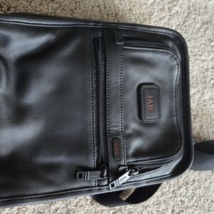 Tumi Black Leather Messenger Bag